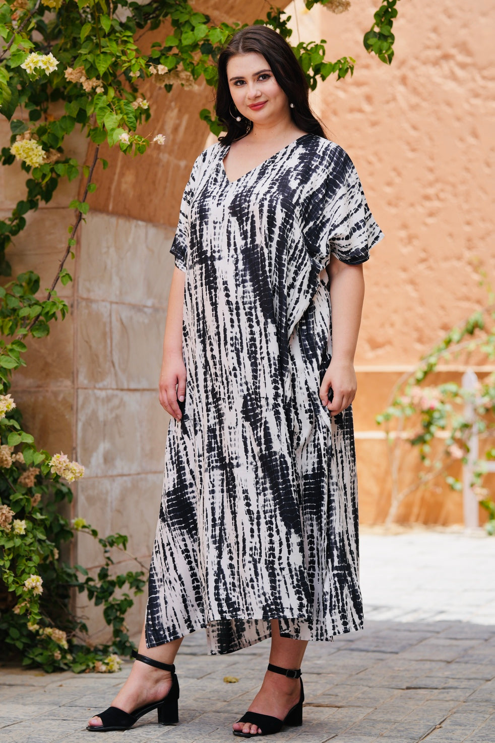 Rayon Tie Dyed Long Kaftan Caftan Dress Swimsuit Beach Cover Up
