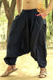 SARJANA Men's Cotton Solid Harem Pants with Pockets - FREE SIZE
