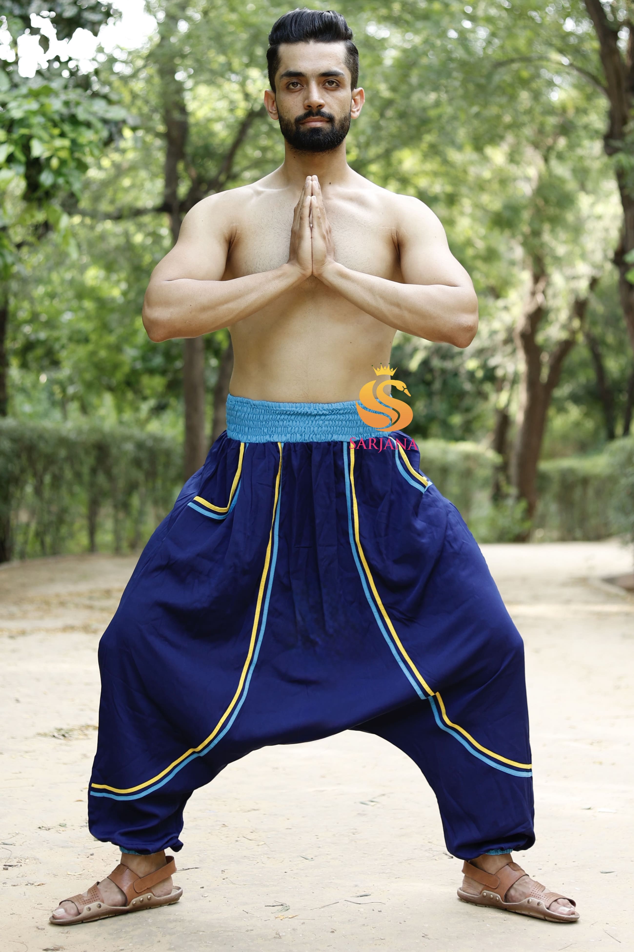 Men's Mos Crepe Harem Pants with Pockets - FREE SIZE