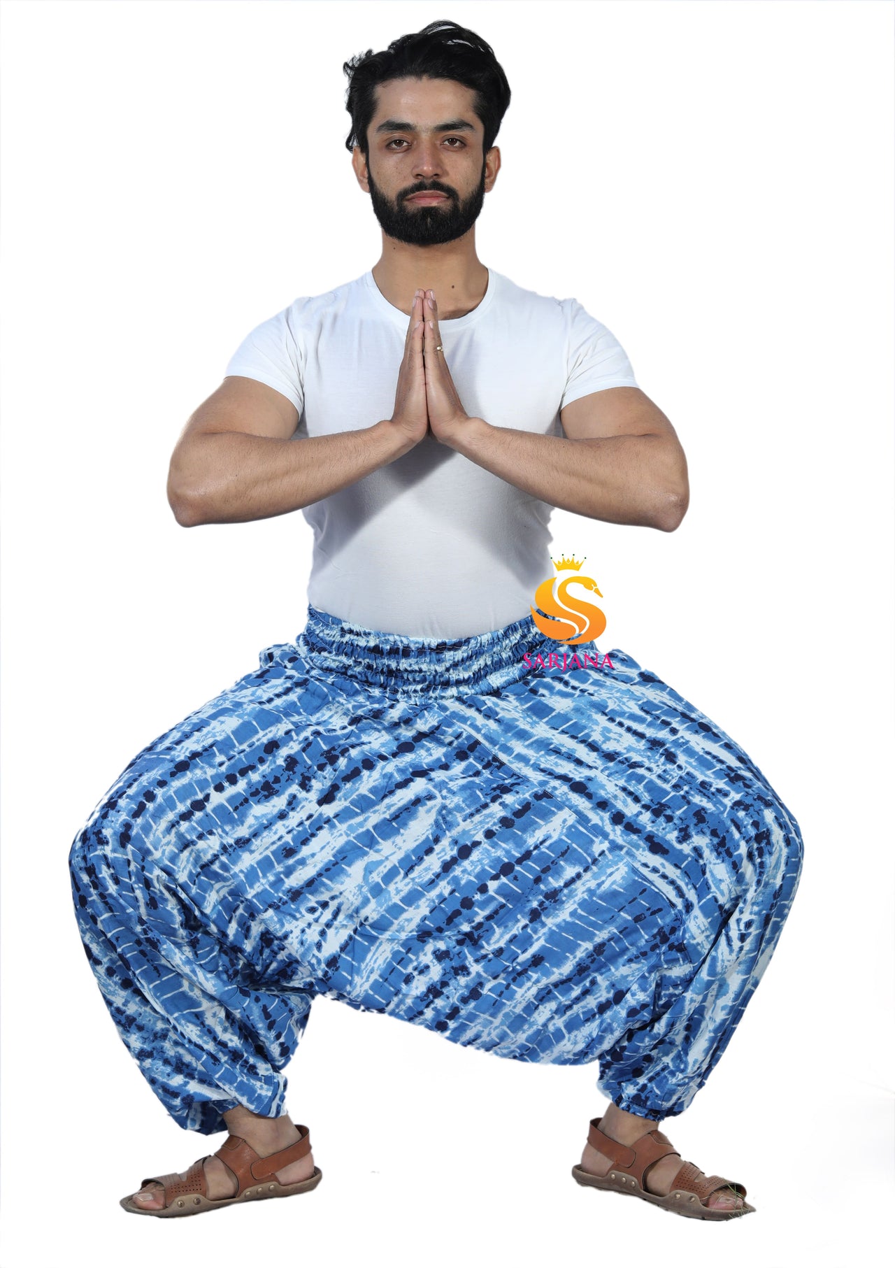 SARJANA Men's Rayon Tie Dyed Harem Pants with Pockets - FREE SIZE