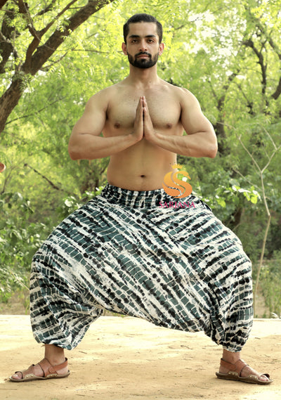 SARJANA Men's Rayon Tie Dyed Harem Pants with Pockets - FREE SIZE