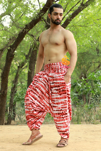 SARJANA Men's Rayon Tie Dyed Harem Pants with Pockets - FREE SIZE