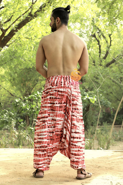 SARJANA Men's Rayon Tie Dyed Harem Pants with Pockets - FREE SIZE