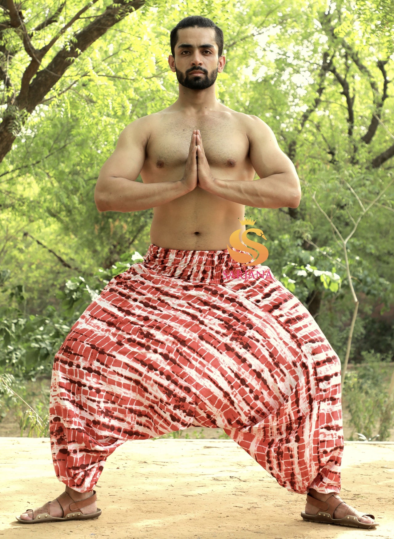 SARJANA Men's Rayon Tie Dyed Harem Pants with Pockets - FREE SIZE