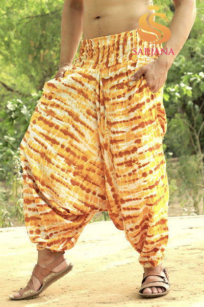 SARJANA Men's Rayon Tie Dyed Harem Pants with Pockets - FREE SIZE