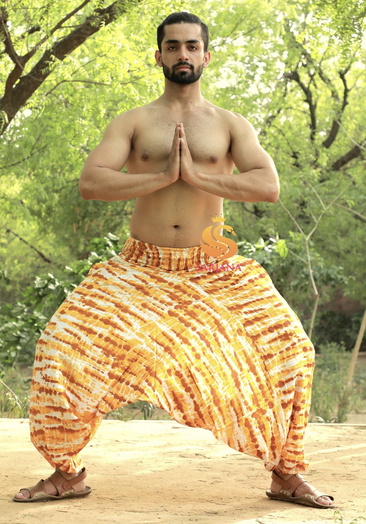 SARJANA Men's Rayon Tie Dyed Harem Pants with Pockets - FREE SIZE