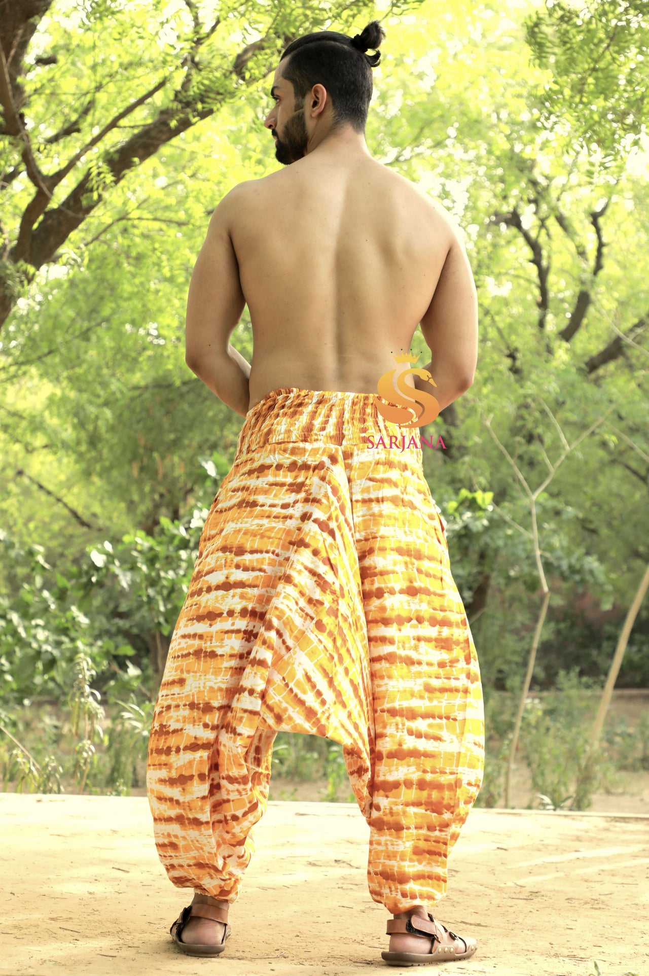 SARJANA Men's Rayon Tie Dyed Harem Pants with Pockets - FREE SIZE