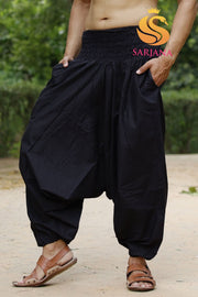 SARJANA Men's Cotton Solid Harem Pants with Pockets - FREE SIZE