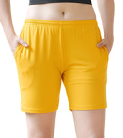 SARJANA Women's Cotton Shorts with Pockets Workout Trouser Yoga Pants - FREE SIZE