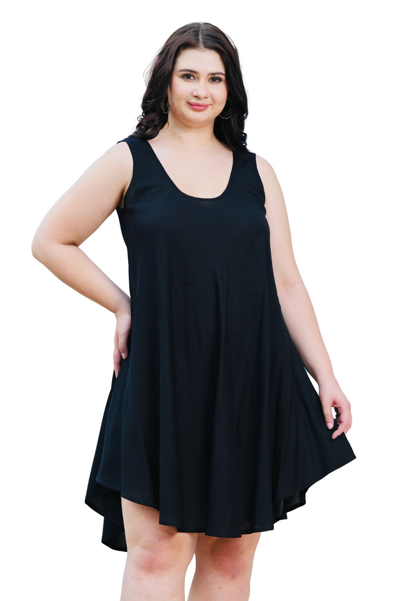Women's Solid A line Sleeveless Wide Strap Midi Tank Dress Casual Beac Women's Solid A line Sleeveless Wide Strap Midi Tank Dress Casual Beac