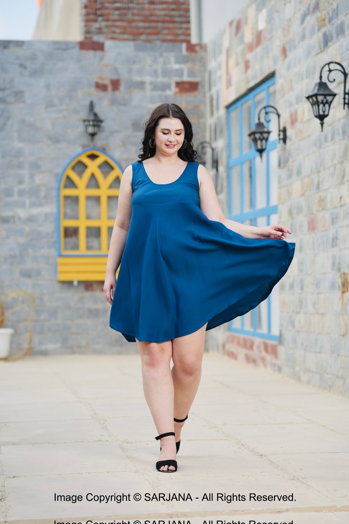 Women's Solid A line Sleeveless Wide Strap Midi Tank Dress Casual Beach Sundress FREE SIZE