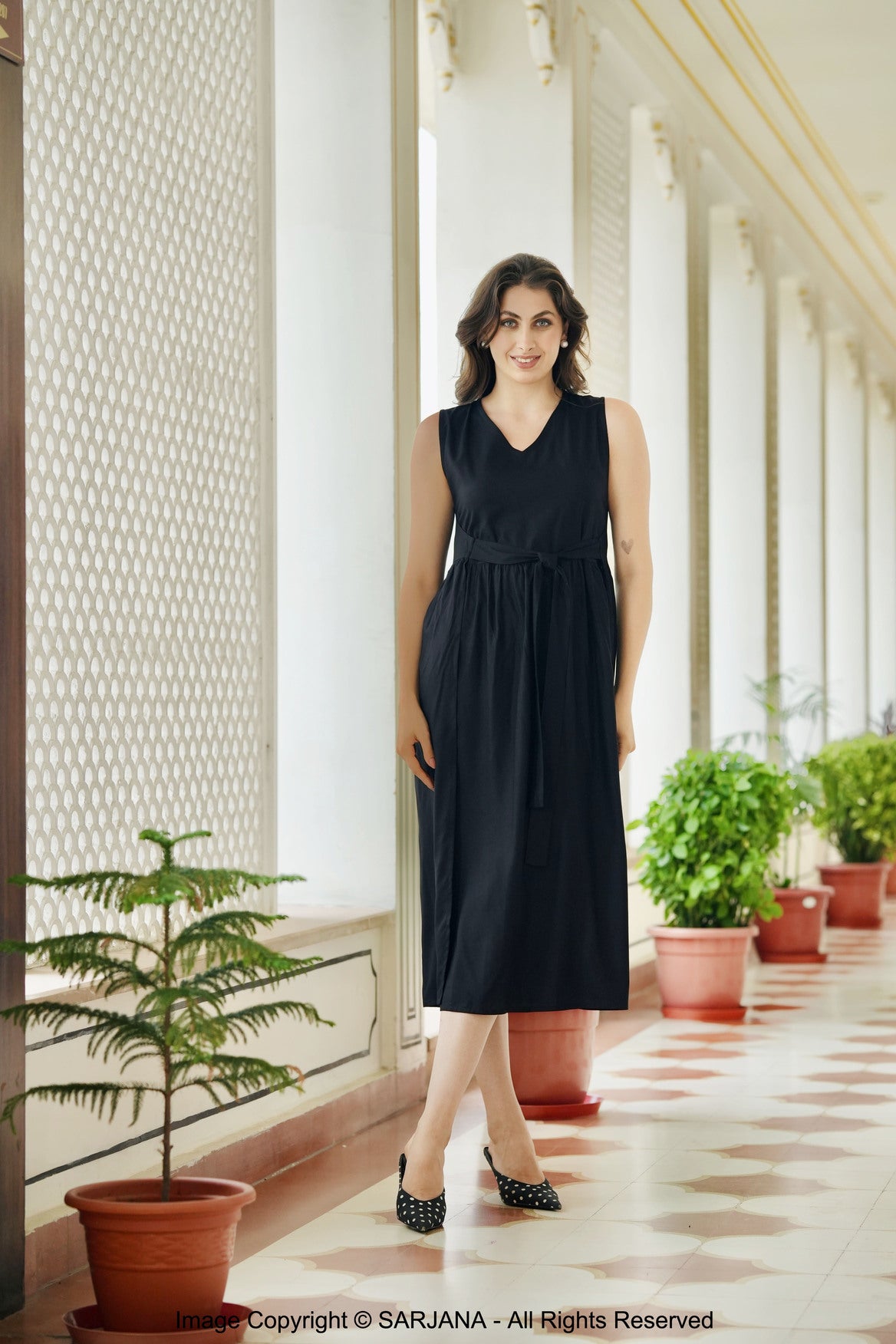 v neck sleeveless dress casual Casual Sleeveless V-Neck Pocket Midi Dress Pastel Blue / L