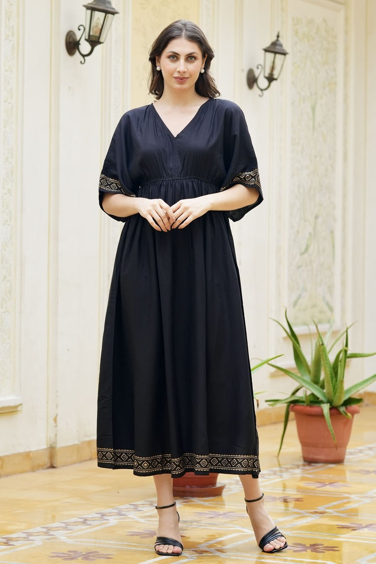 Women's Solid Color Maxi Dress V-Neck Casual Party Beach Long Sundress Free Size Black Women's Solid Color Maxi Dress V-Neck Casual Party Beach Long Sundress Free Size Black