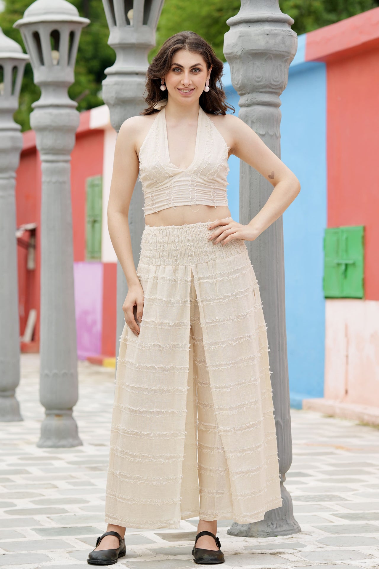 SARJANA Women's Cotton Tank Top and Pants with Pockets: Casual PJ Set Sundress FREE SIZE