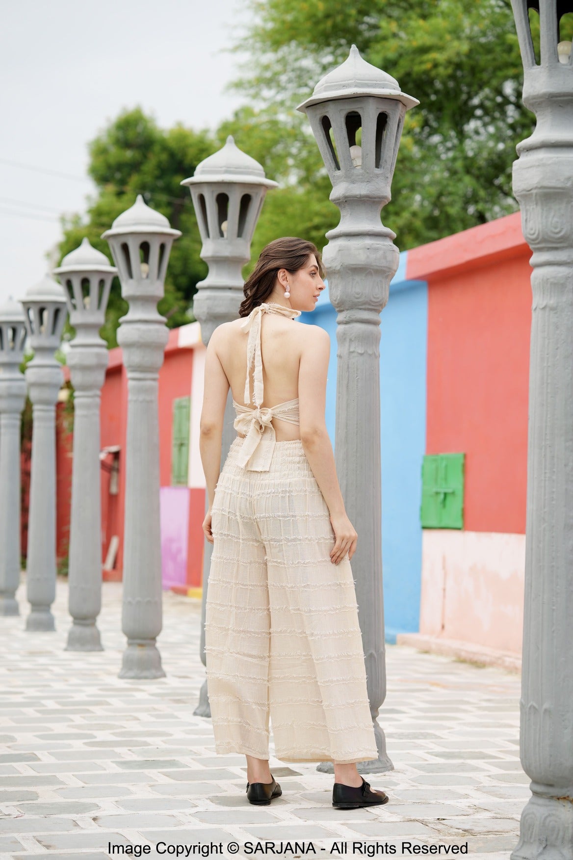 SARJANA Women's Cotton Tank Top and Pants with Pockets: Casual PJ Set Sundress FREE SIZE