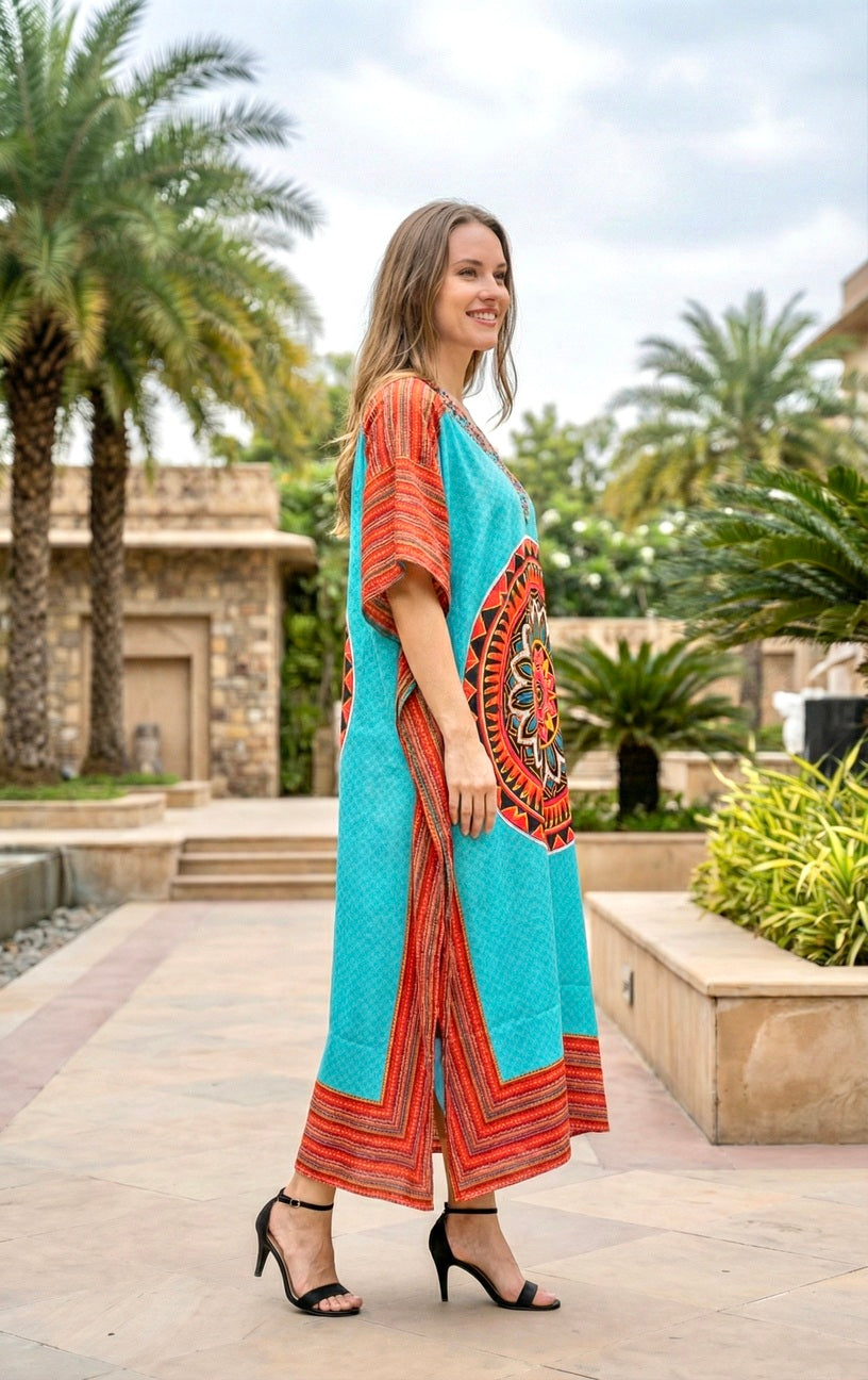 kaftan dress design for women CGAOMP Caftans for Women Beach Blouse Over Sized Kaftan Dresses Embroidered Holiday Robe Plus Size Kaftan Dress (23114 Zhangqing,One Size) at Amazon Women's Clothing store