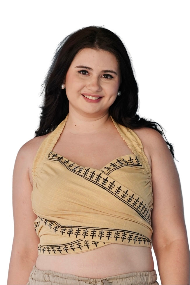 SARJANA Women's Cotton Tank Top Sleeveless Casual Crop Wrap Tops Beach Cover Ups - FREE SIZE