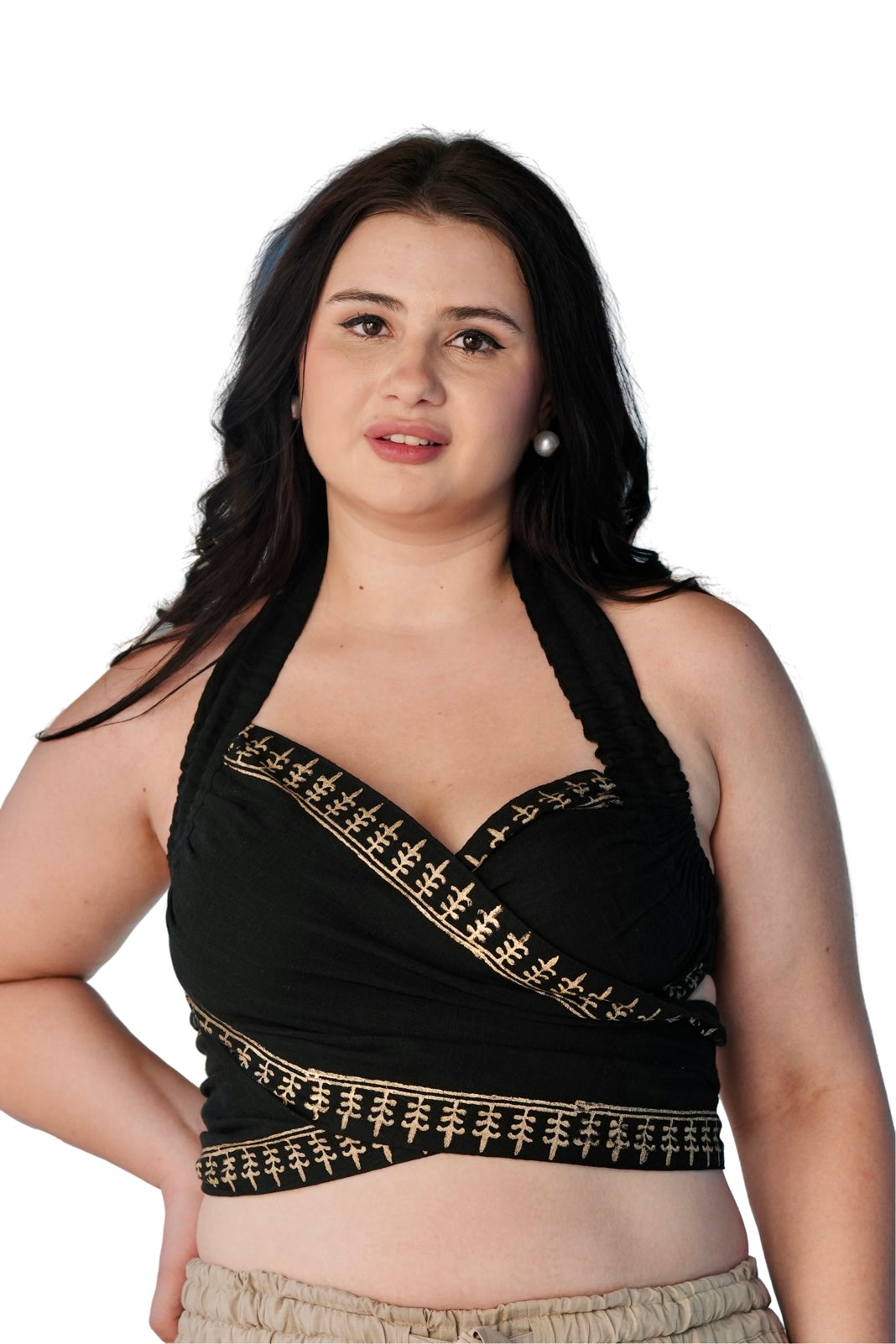 SARJANA Women's Cotton Tank Top Sleeveless Casual Crop Wrap Tops Beach Cover Ups - FREE SIZE