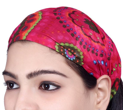 SARJANA Lot 10 Pieces Women Men Cotton Printed Wide Headbands Unisex Head Wrap Bandana
