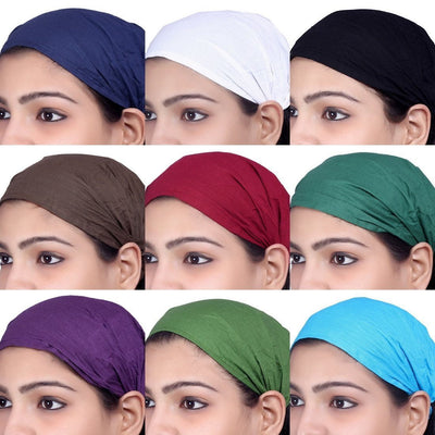 SARJANA Lot 10 Pieces Women Men Cotton Solid Wide Headbands Unisex Head Wrap Bandana