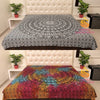 SARJANA Queen Size Cotton Flat Bed Sheet Elephants Floral Mandala Printed Double Bedspread Bedding Dorm Throw