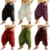 SARJANA Men Women Cotton Pockets Striped Harem Pants Yoga Unisex Drop Crotch Pants