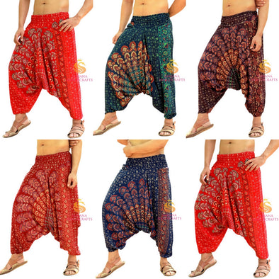 SARJANA Hommes Femmes Rayonne Mandala Imprimé Sarouel Yoga Unisexe Entrejambe Poches Pantalon