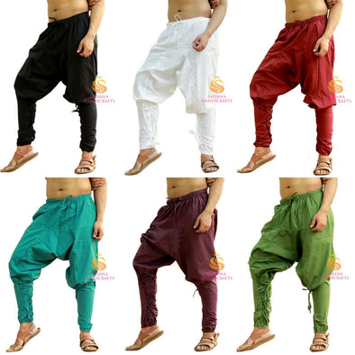 SARJANA Hommes Femmes Coton Harem Churidar Pantalon Solide Yoga Unisexe Entrejambe Poches Pantalon