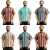 SARJANA Men 100% Cotton Striped Casual Shirt Short Kurta Indian Loose Fit Ethnic Kurta