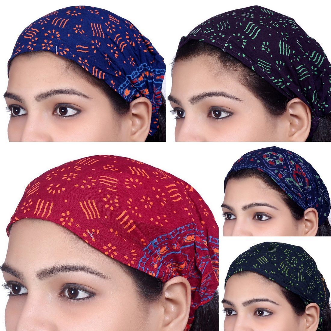 SARJANA Lot 10 Pieces Women Men Rayon Printed Wide Headbands Unisex Head Wrap Bandana