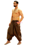 SARJANA Men Women Cotton Solid Pockets Harem Pants Yoga Unisex Drop Crotch Pants