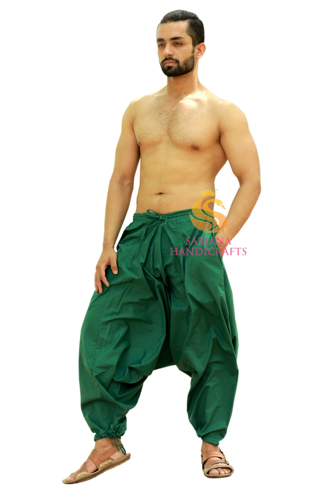 SARJANA Men Women Cotton Solid Pockets Harem Pants Yoga Unisex Drop Crotch Pants