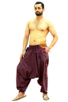 SARJANA Pantalon sarouel en coton avec poches solides pour homme et femme - Pantalon de yoga unisexe à entrejambe bas