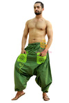 SARJANA Men Women Cotton Pockets Harem Pants Yoga Drop Crotch Unisex Pants