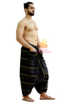 SARJANA Men Women Cotton Pockets Striped Harem Pants Yoga Unisex Drop Crotch Pants