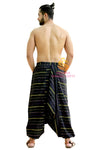 SARJANA Men Women Cotton Pockets Striped Harem Pants Yoga Unisex Drop Crotch Pants