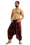 SARJANA Men Women Cotton Pockets Striped Harem Pants Yoga Unisex Drop Crotch Pants