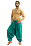 SARJANA Men Women Cotton Pockets Striped Harem Pants Yoga Unisex Drop Crotch Pants