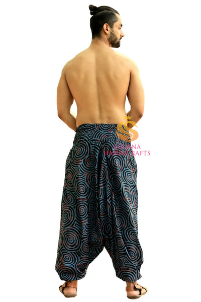 SARJANA Men Women Cotton Printed Harem Pants Yoga Unisex Drop Crotch Pockets Pants