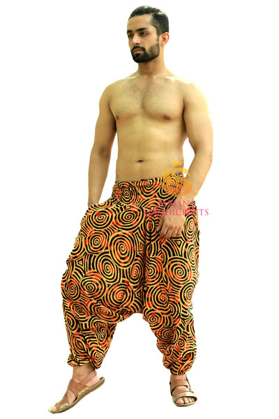 SARJANA Men Women Cotton Printed Harem Pants Yoga Unisex Drop Crotch Pockets Pants