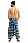 SARJANA Men Women Cotton Striped Harem Pants Yoga Unisex Drop Crotch Pockets Pants