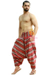 SARJANA Men Women Cotton Striped Harem Pants Yoga Unisex Drop Crotch Pockets Pants