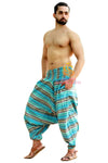 SARJANA Men Women Cotton Striped Harem Pants Yoga Unisex Drop Crotch Pockets Pants