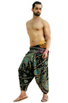 SARJANA Men Women Cotton Golden Printed Harem Pants Yoga Unisex Drop Crotch Pockets Pants