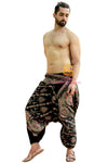 SARJANA Men Women Cotton Golden Printed Harem Pants Yoga Unisex Drop Crotch Pockets Pants