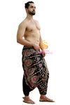 SARJANA Men Women Cotton Golden Printed Harem Pants Yoga Unisex Drop Crotch Pockets Pants