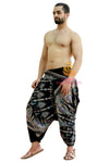 SARJANA Men Women Cotton Golden Printed Harem Pants Yoga Unisex Drop Crotch Pockets Pants