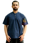 SARJANA Heren 100% katoen effen casual shirt korte Kurta Indiase losse pasvorm etnische Kurta