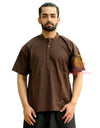 SARJANA Chemise décontractée 100 % coton uni pour homme Kurta court indien coupe ample ethnique Kurta