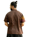 SARJANA Men 100% Cotton Brown Casual Shirt Short Kurta Indian Loose Fit Ethnic Solid Kurta